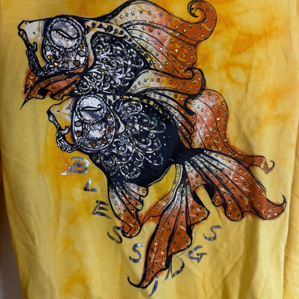 Key Closet Y2K Jacket Womens Small Koi Fish Swarovski Studded Hoodie Asian Art - Picture 9 of 15